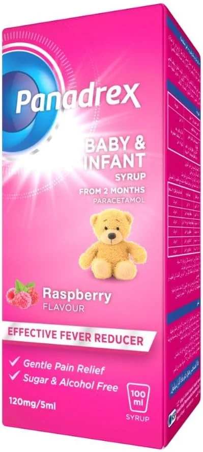 شربت پانادرکس کودک و نوزاد 120 میلی گرم/5 میلی لیتر 100 میلی لیتر (تمشک) پاراستامول، ضد درد و تب، درد و تب خفیف تا متوسط برای کودکان بالای 2 ماه، دندان درد، سردرد، گوش درد و عفونت ها.