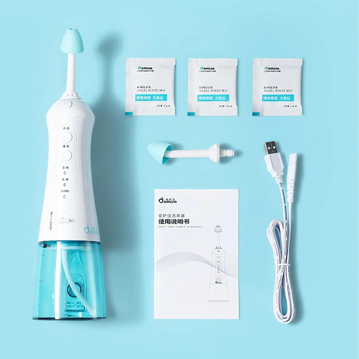 دستگاه شستشوی بینی PEAMAN، شستشوی 360 درجه چرخش، تمیز کننده بینی، قابل شارژ، ضد آب برای رینیت آلرژیک، گرفتگی بینی، عطسه