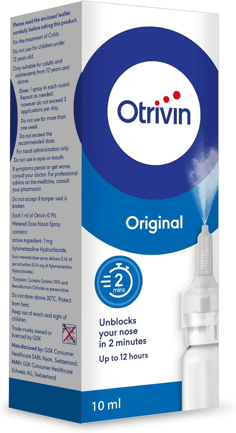 اسپری بینی اوتریوین 0.1% برای رفع گرفتگی بینی بزرگسالان 10 میلی لیتر