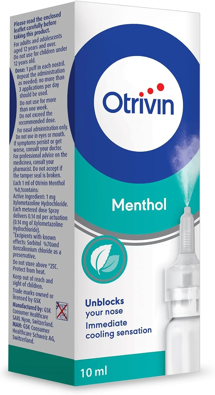 اسپری بینی منتول 0.1% اوتریوین برای رفع گرفتگی بینی با حس خنکی 10 میلی لیتر