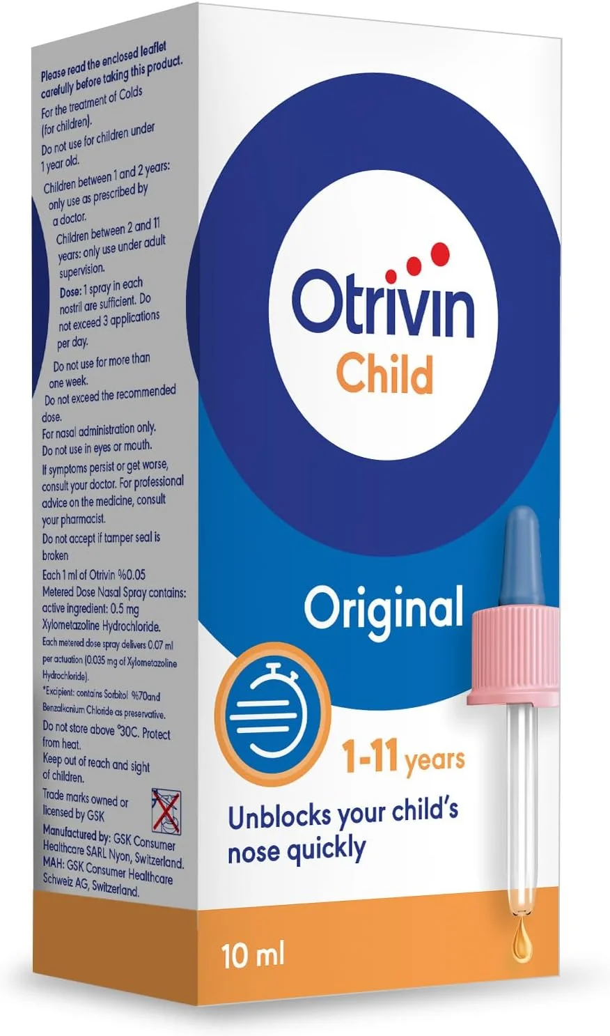 قطره بینی باز کننده بینی کودک اOtrivin 0.05% حجم 10 میلی لیتر