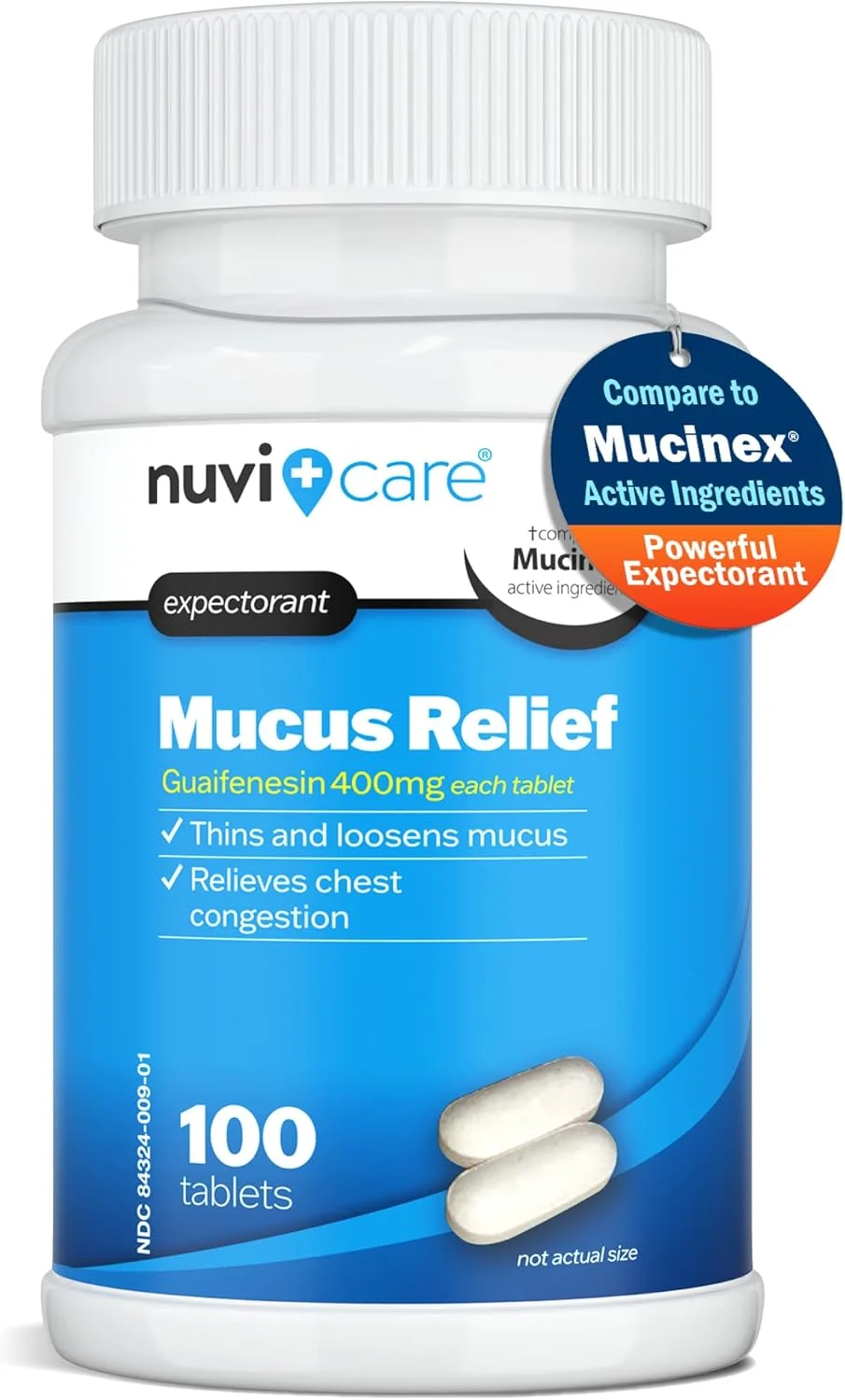 قرص های خلط آور برای تسکین مخاط 400 میلی گرم - گایافنزین 400 میلی گرم - تسکین سریع احتقان قفسه سینه برای بزرگسالان - پاک کننده عمومی مخاط برای خلط و احتقان (100 عدد)