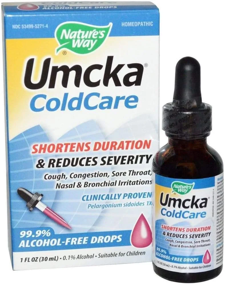 Nature's Way, Umcka, سرماخوردگی کودکان، آنفولانزا و سرفه، قطره های ColdCare بدون الکل، 1 fl oz (30 ml)