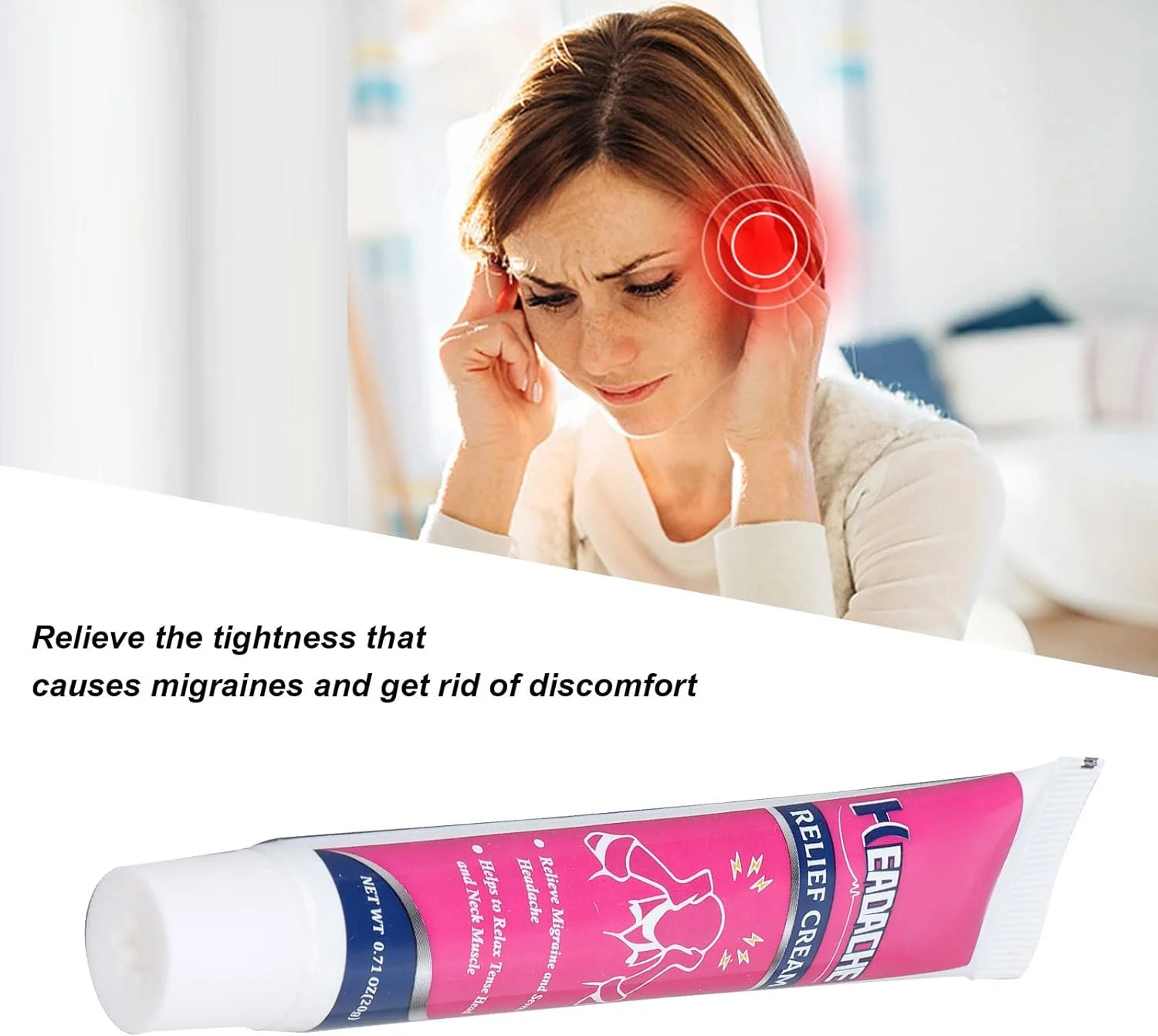 کرم تسکین درد، تسکین سردرد ایمن ملایم قابل حمل کرم تسکین میگرن برای افراد سالم