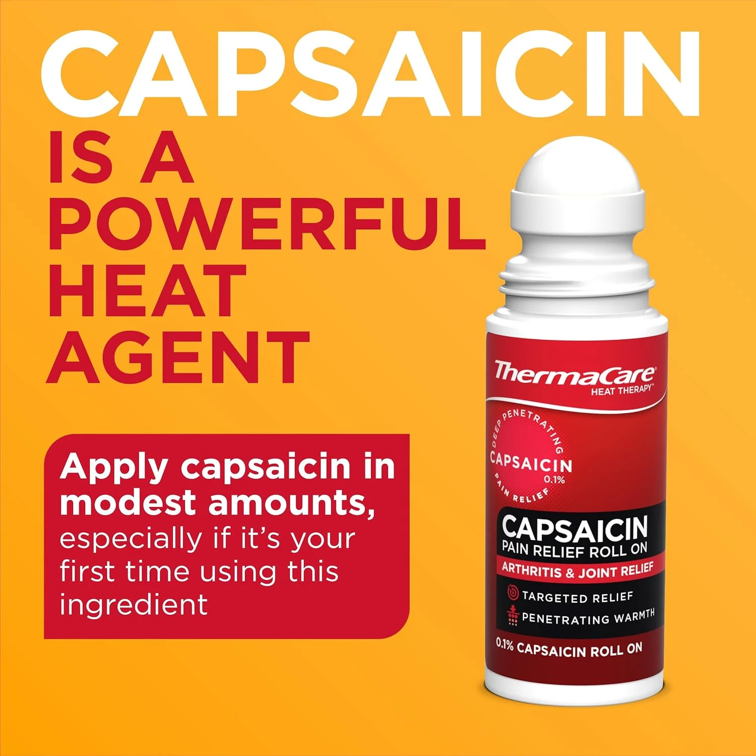 ThermaCare رولی برای تسکین درد مفاصل – فرمول کپسایسین با اثر سریع برای درد مفاصل و عضلات – گرما بخش و آرامش دهنده، استفاده آسان و بدون کثیف کاری – هدف قرار دادن خشکی و ناراحتی، (70 گرم)
