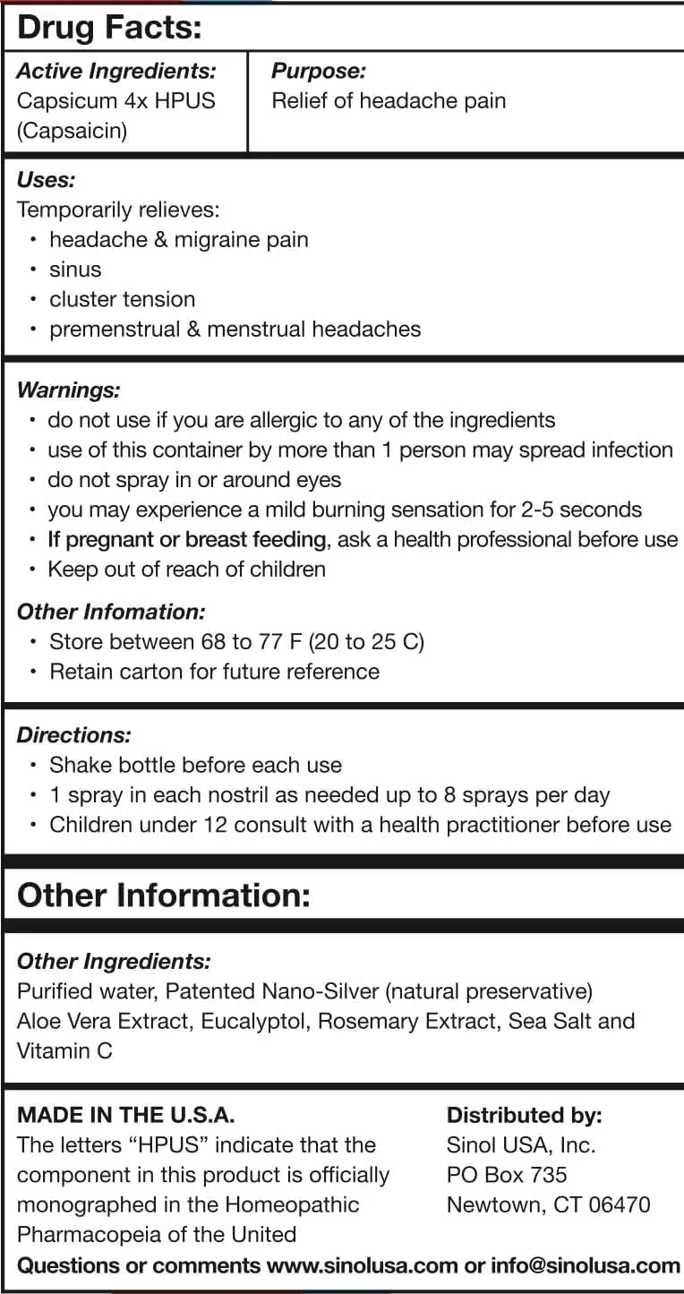 اسپری تسکین سردرد سینول، اسپری بینی دارویی بدون نسخه برای میگرن، تسکین سینوس و رفع احتقان بینی، 15 میلی لیتر (بسته 3 عددی) رفع خماری
