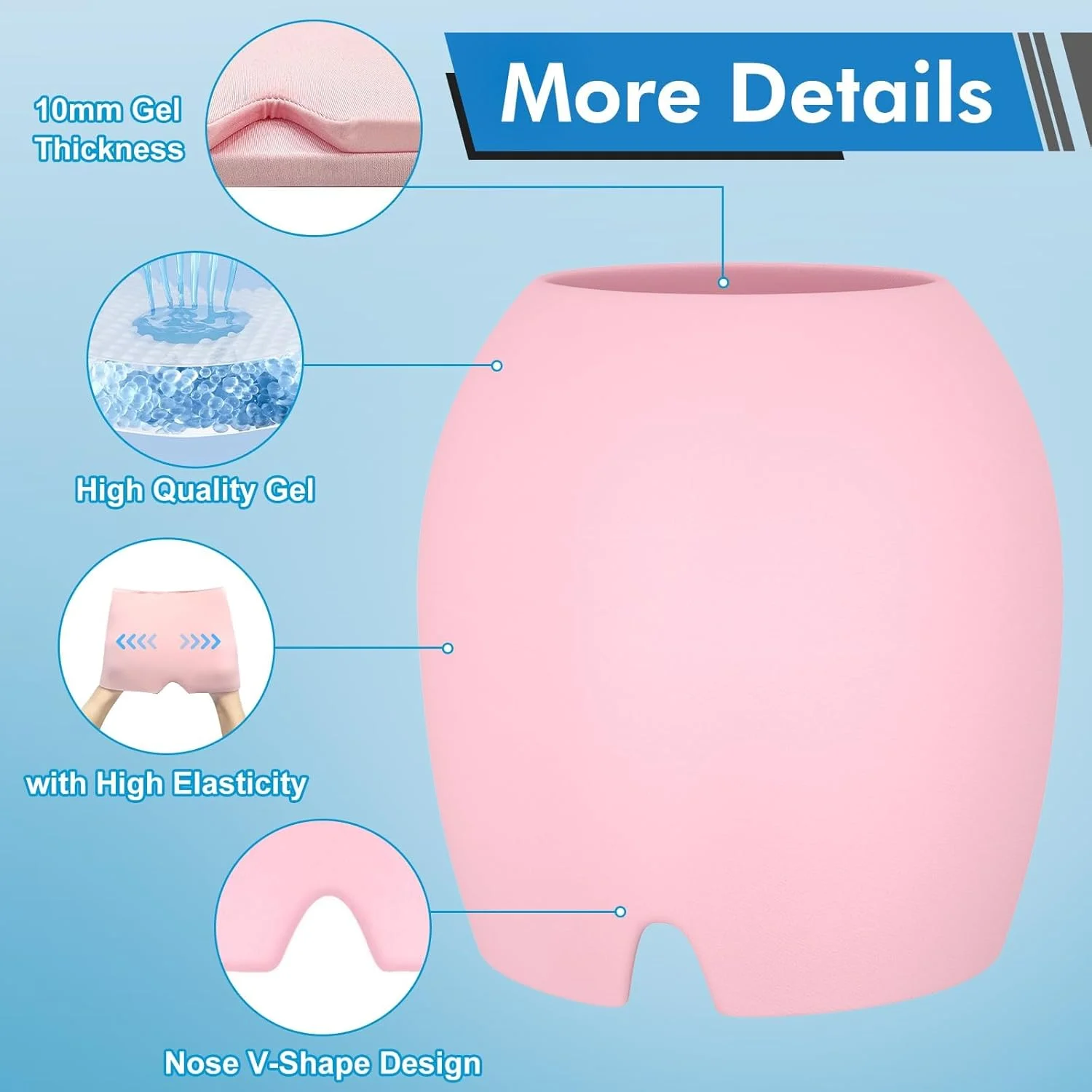 کلاه تسکین دهنده میگرن YelaJoy، کلاه سردرد قابل استفاده مجدد با پوشش ژله ای کامل، کلاه میگرن صورتی برای تسکین سردرد و پف چشم