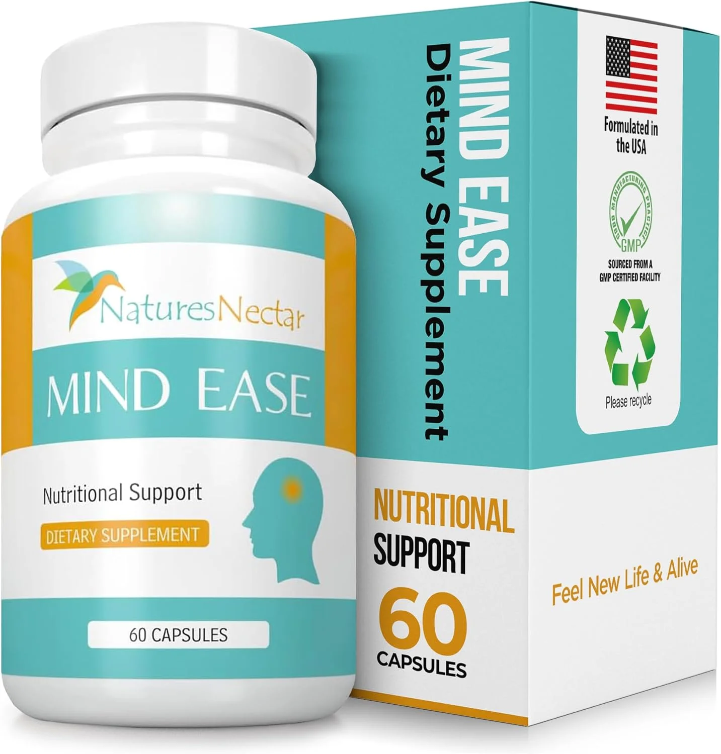 مکمل تسکین میگرن - ریشه باتربور بدون PA، ریبوفلاوین، منیزیم و کپسول های تاناستوم پارتنیوم - ترکیب منحصر به فرد Mind Ease برای پیشگیری از میگرن - 60 عدد