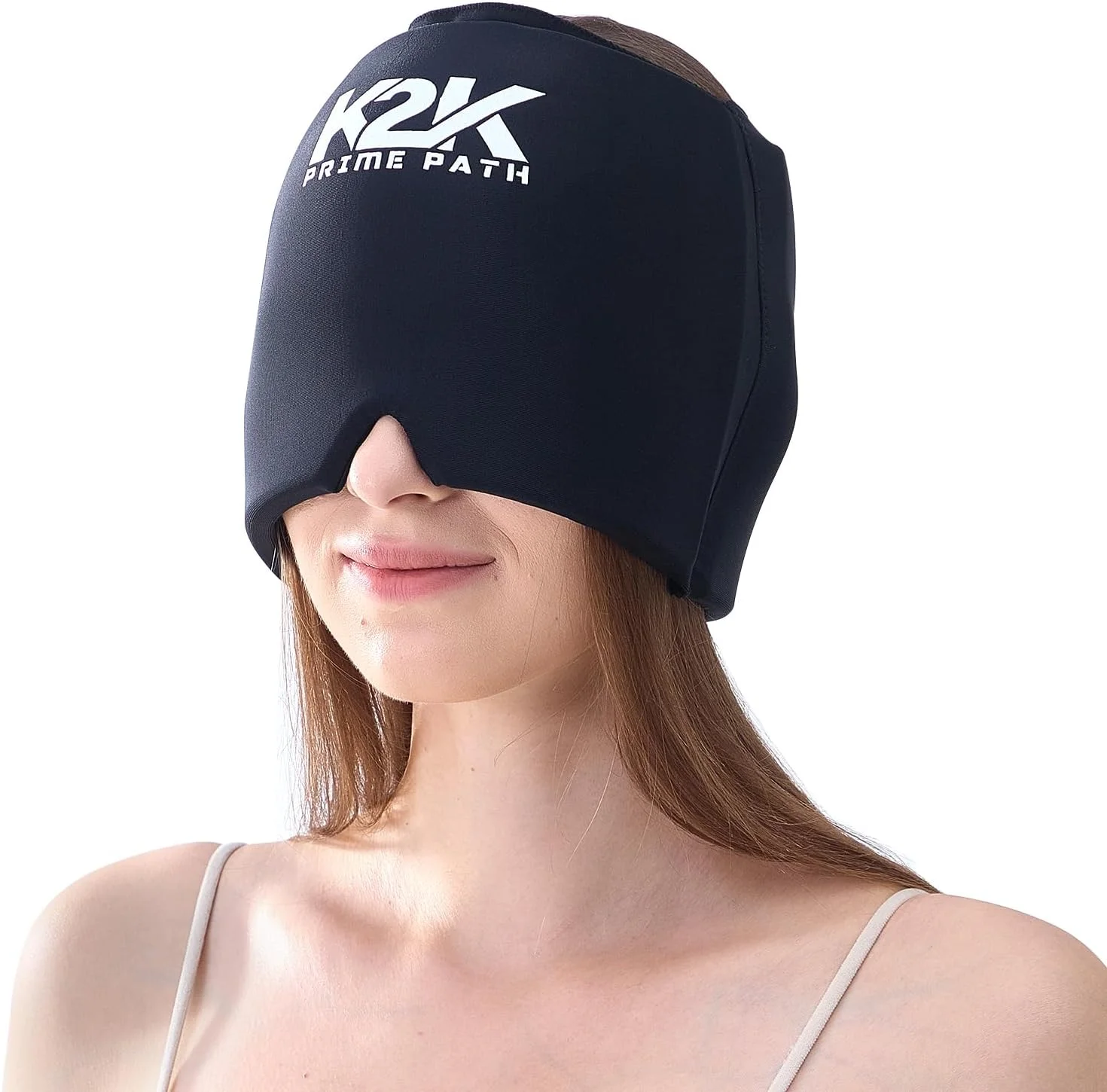 کلاه تسکین دهنده سردرد - کلاه سردرد پارچه ای مشکی لیکرا - کمپرس یخ ژلی خنک کننده و بدون بو برای تنش، خستگی، خماری، پف چشم - کمپرس گرم و سرد - پوشش کامل 360 درجه - قابل استفاده مجدد و قابل حمل