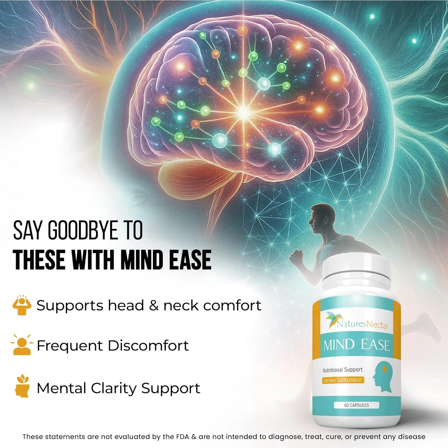 مکمل تسکین میگرن - ریشه باتربور بدون PA، ریبوفلاوین، منیزیم و کپسول های تاناستوم پارتنیوم - ترکیب منحصر به فرد Mind Ease برای پیشگیری از میگرن - 60 عدد