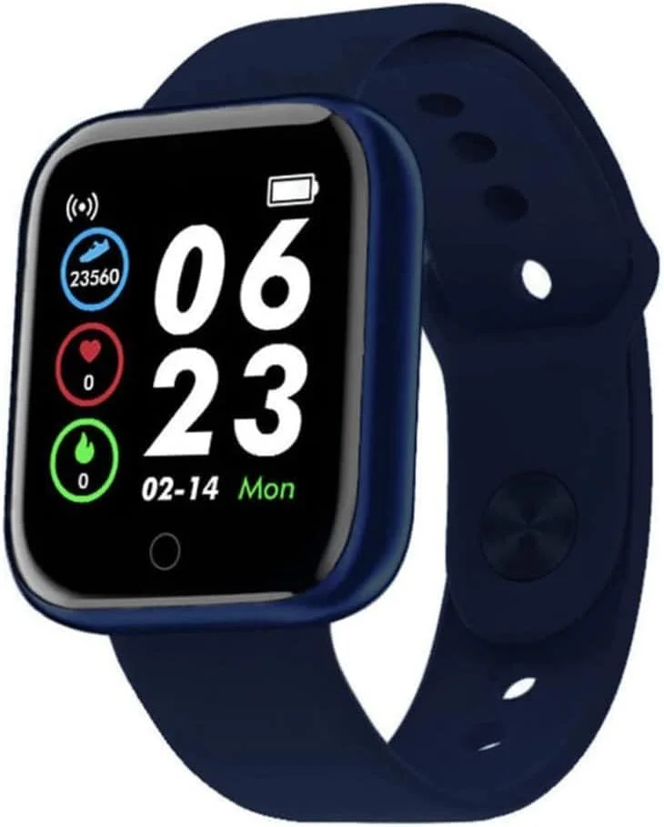 ساعت هوشمند مناسب دختران، پسران، کودکان، نوجوانان، مردان و زنان با قابلیت پایش فشار خون، ردیاب تناسب اندام و اعلان تماس و پیام - صفحه مستطیلی (آبی)