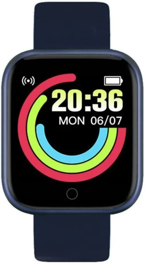 ساعت هوشمند مناسب دختران، پسران، کودکان، نوجوانان، مردان و زنان با قابلیت پایش فشار خون، ردیاب تناسب اندام و اعلان تماس و پیام - صفحه مستطیلی (آبی)