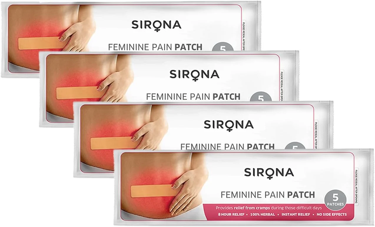 پدهای تسکین درد قاعدگی گیاهی سیرونا | 100% طبیعی با روغن های ضروری، تسکین فوری دردهای قاعدگی | پدهای خنک کننده بدون مواد شیمیایی فعال، بدون عوارض جانبی (20 پد)