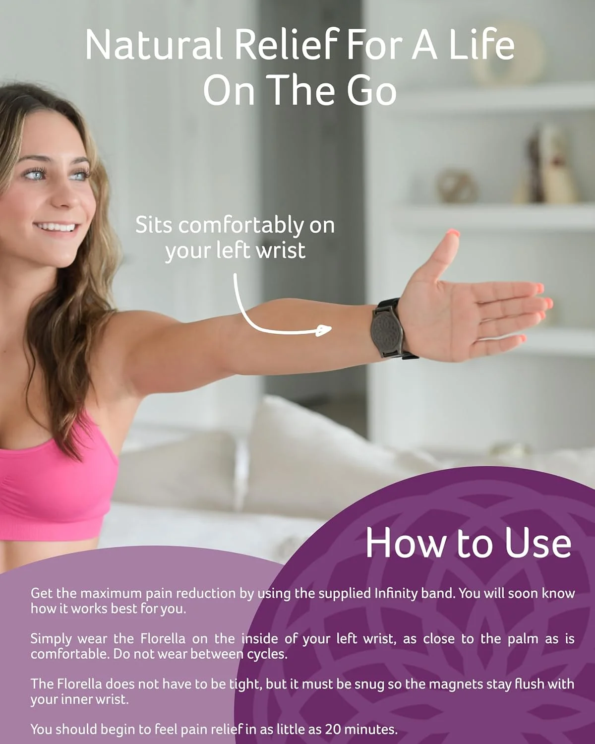 دستگاه تسکین درد قاعدگی MediMags - تسکین طبیعی برای یک زندگی در حرکت - دستگاه درمانی Florella به کاهش درد ناشی از گرفتگی های قاعدگی کمک می کند.