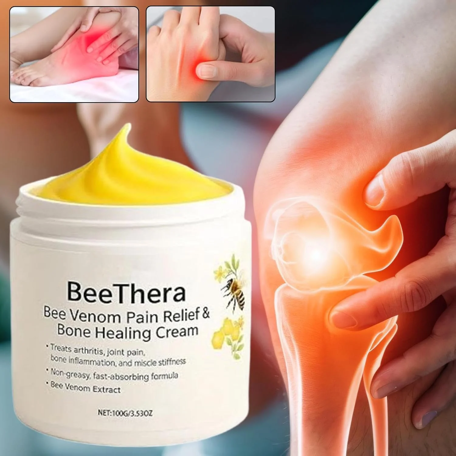 کرم ماساژ | مرهم مفاصل ملایم 100 گرمی تسکین دهنده، مراقبت فوری - برای کشیدگی مچ پا و شانه، آسیب های ورزشی، آرنج، ریکاوری بعد از تمرین، پا، گردن، کمر، بزرگسالان، مردان، زنان