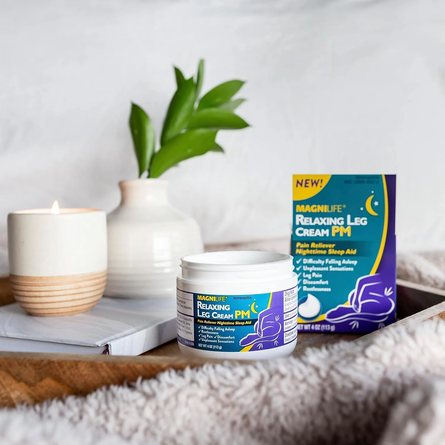 کرم پا MagniLife Relaxing PM، نفوذ عمیق موضعی برای تسکین درد و بی قراری پا، تسکین طبیعی گرفتگی عضلات، ناراحتی و غلت زدن با اسطوخودوس و منیزیم - 113 گرم