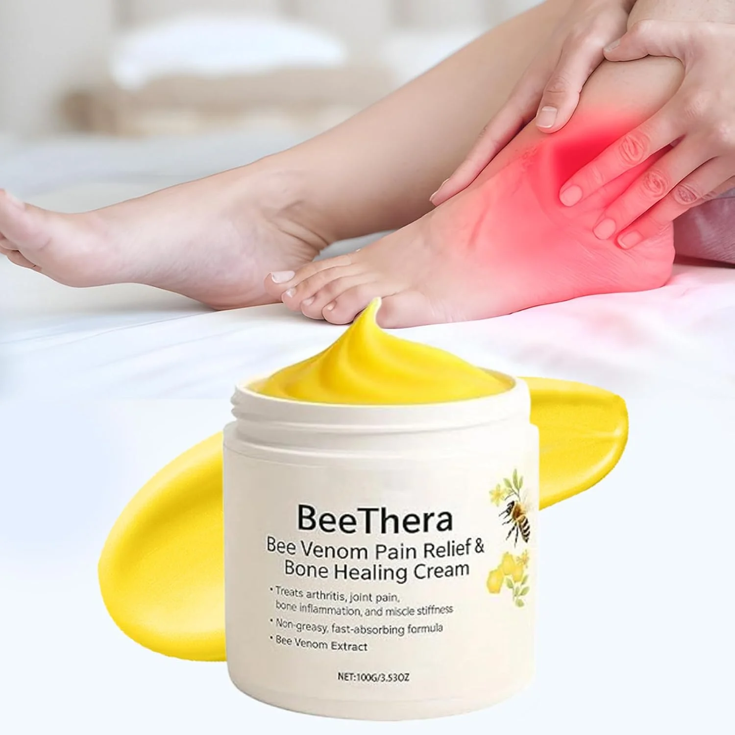 کرم ماساژ | مرهم مفاصل ملایم 100 گرمی تسکین دهنده، مراقبت فوری - برای کشیدگی مچ پا و شانه، آسیب های ورزشی، آرنج، ریکاوری بعد از تمرین، پا، گردن، کمر، بزرگسالان، مردان، زنان