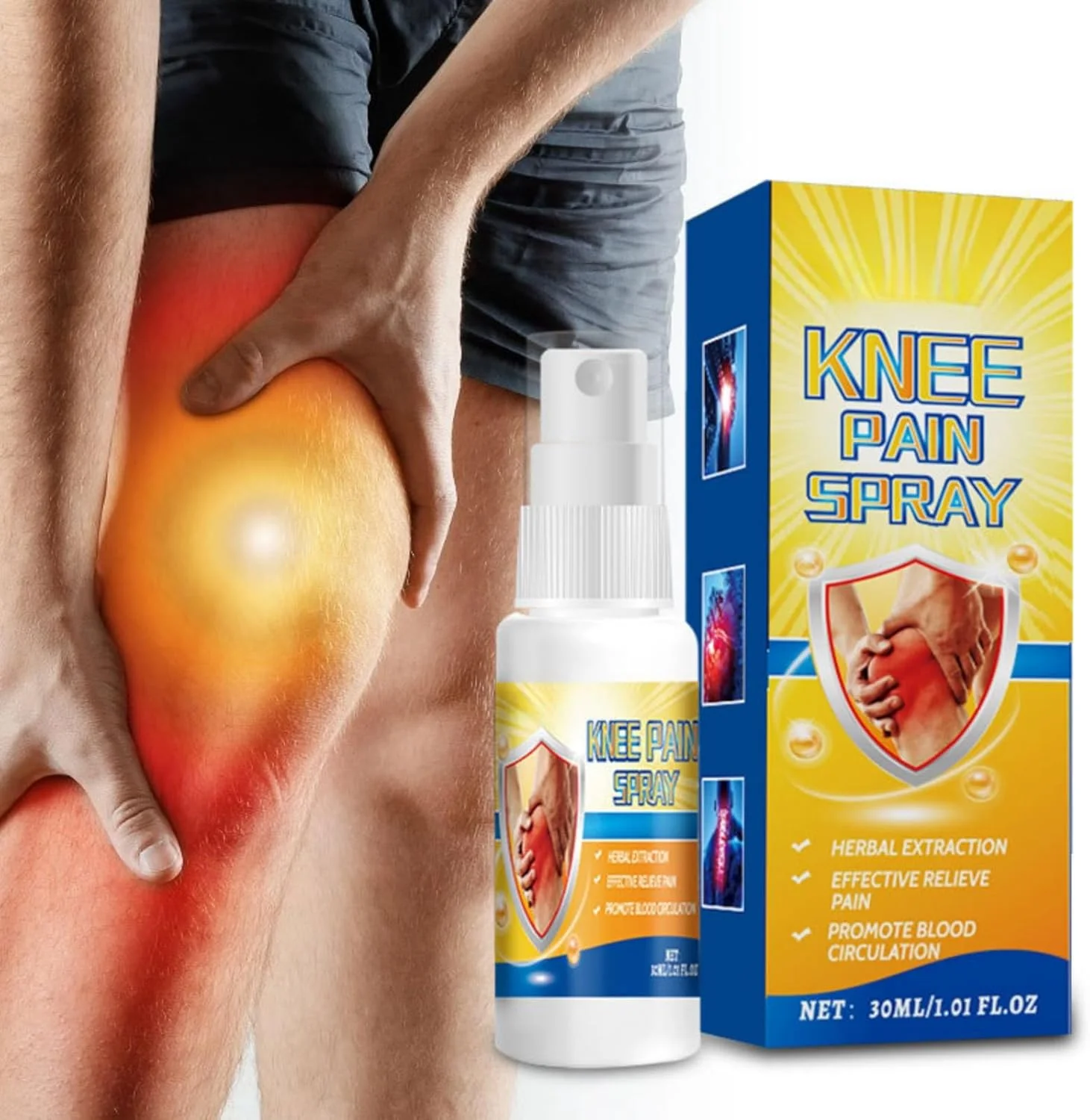 اسپری درد زانو 30 میلی لیتر - تسکین هدفمند برای درد زانو، پاشنه و مفاصل کمری - فرمولاسیون گیاهی - طراحی اسپری مناسب - ماندگاری طولانی - احساس خنک کننده و تسکین دهنده - نفوذ عمیق