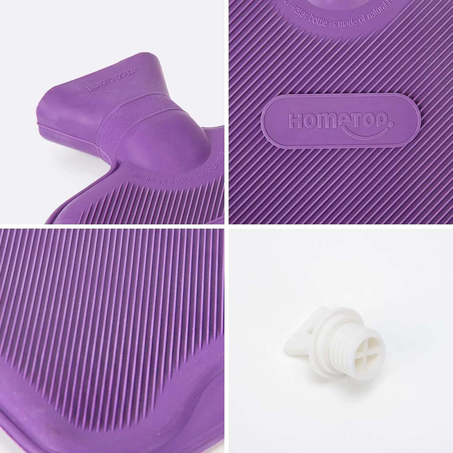 کیسه آب گرم و سرد لاستیکی کلاسیک ممتاز HomeTop با روکش حیوانات عروسکی زیبا (2 لیتری، بنفش روشن)