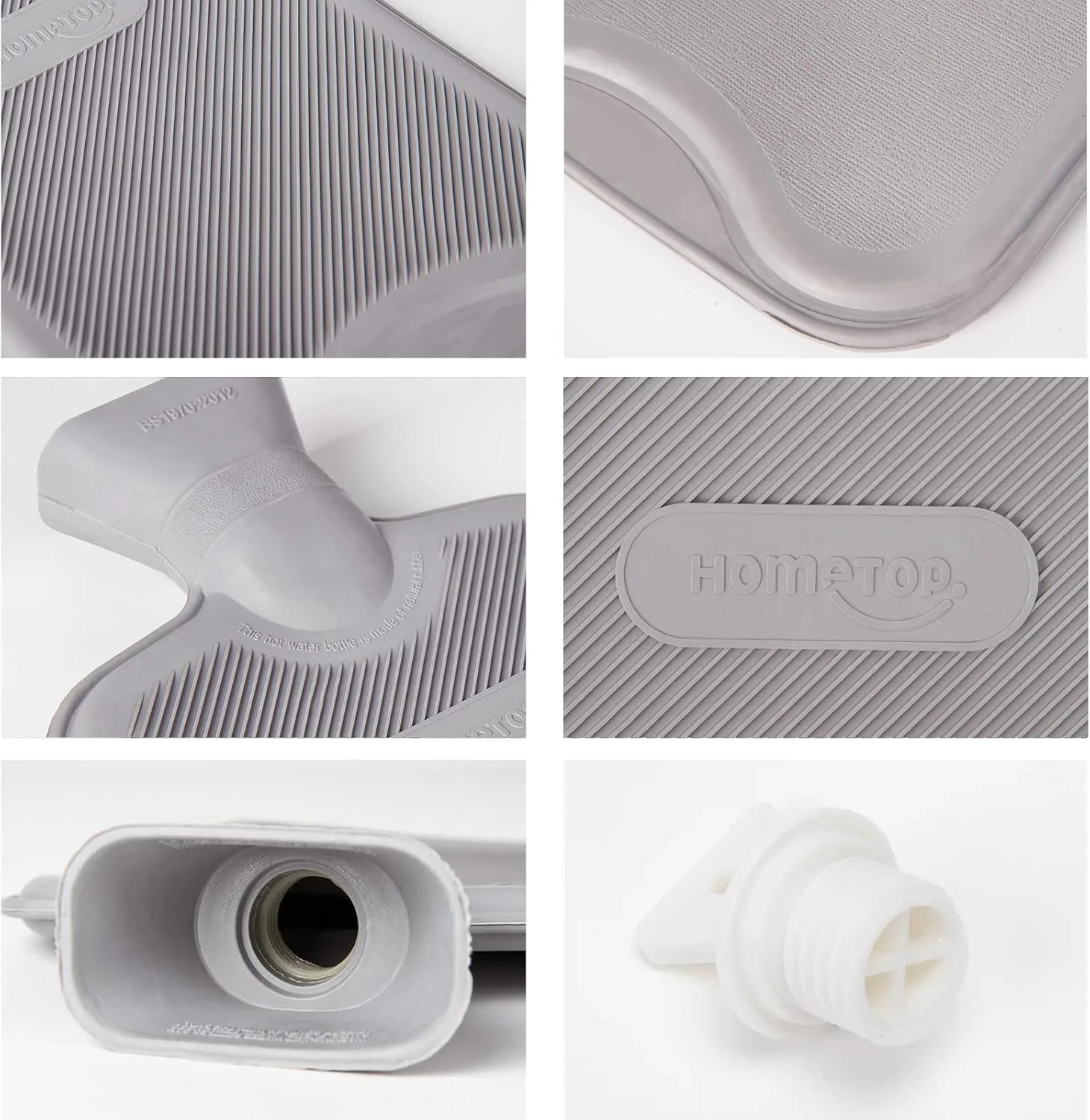 بطری آب گرم و سرد کلاسیک ممتاز HomeTop با روکش حیوانات عروسکی زیبا (2 لیتر، خاکستری)