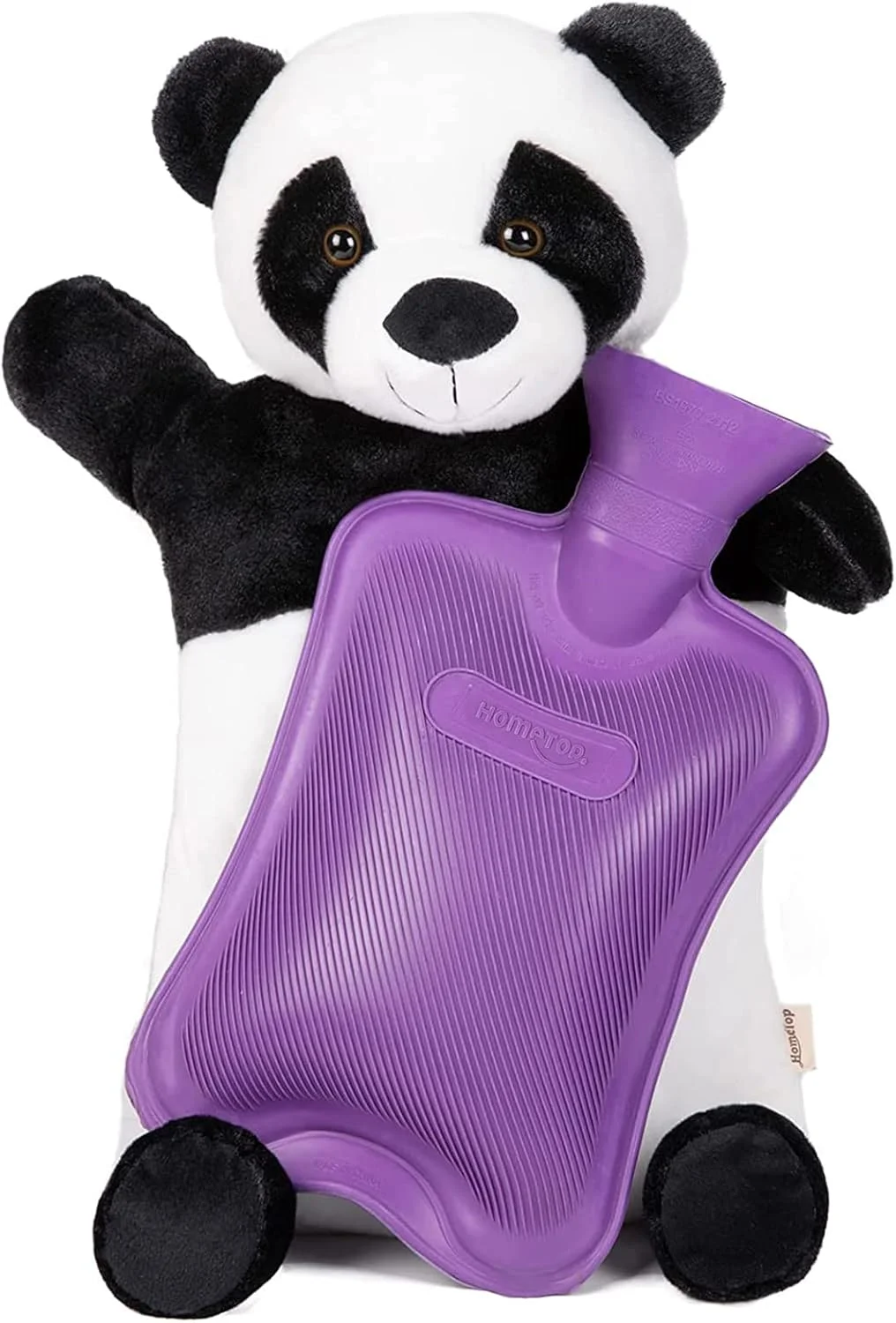 کیسه آب گرم و سرد لاستیکی ممتاز HomeTop با روکش پاندا عروسکی زیبا (2 لیتر، بنفش)