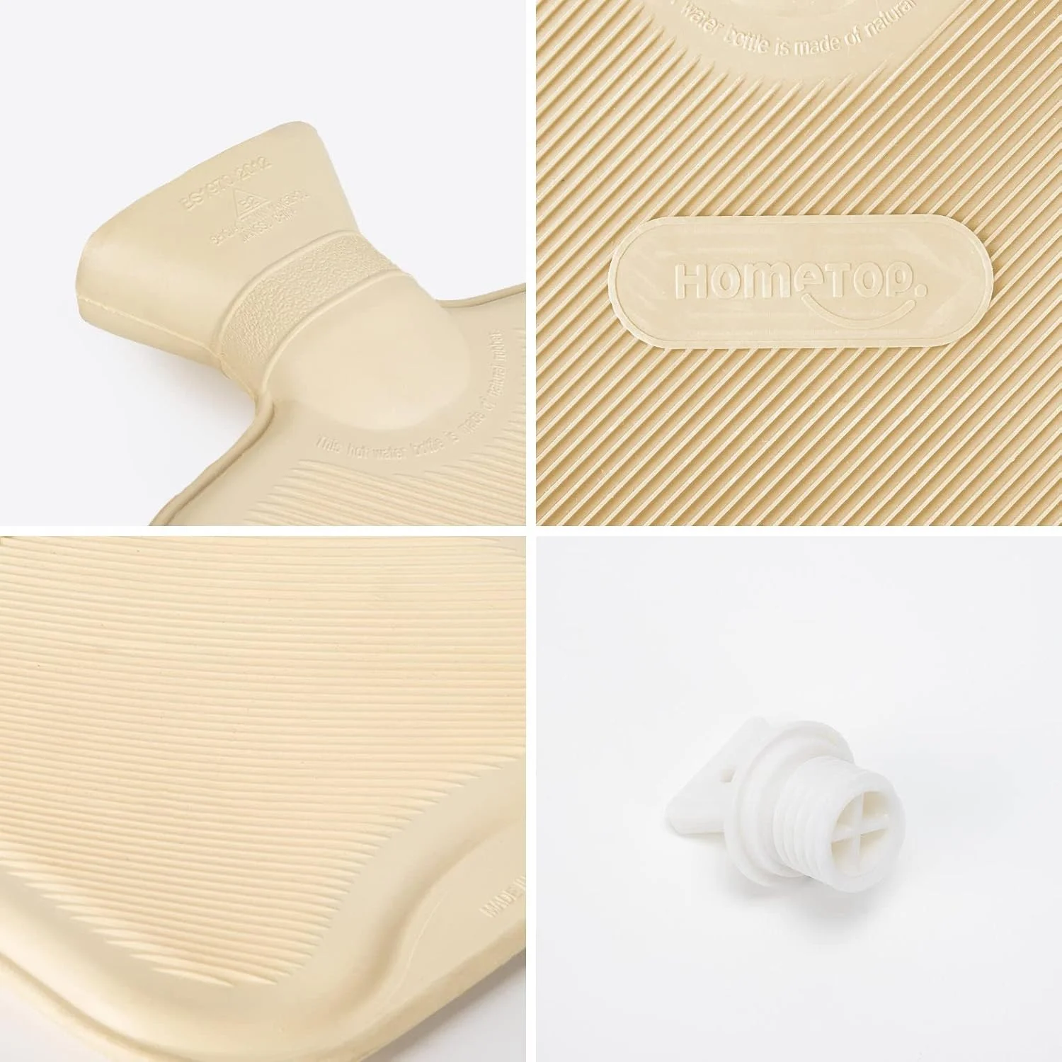 کیسه آب گرم و سرد لاستیکی کلاسیک ممتاز HomeTop با روکش عروسکی زیبا (2 لیتری، سفید)