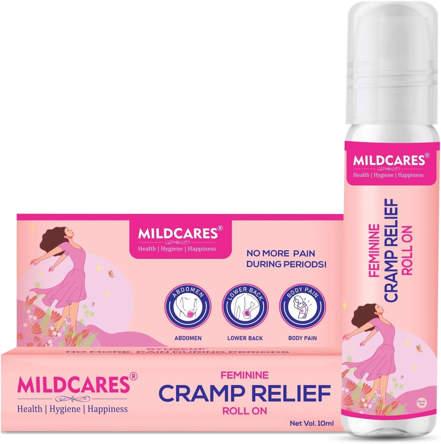 غلتک تسکین دهنده درد قاعدگی ژینوکاپ (10 میلی لیتر) | برای دوران قاعدگی، کمردرد و درد بدن، حاوی روغن نعناع فلفلی و روغن اکالیپتوس | 100% طبیعی | تسکین درد | تست شده توسط متخصص پوست