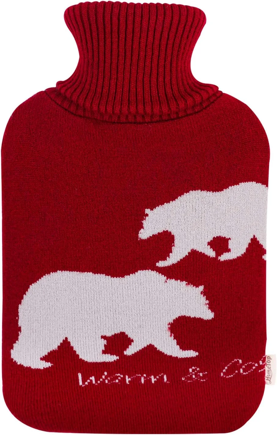 هوم تاپ روکش بطری آب گرم 2 لیتری بافت نرم طرح خرس قطبی - فقط روکش (2 لیتر، رنگ شرابی)