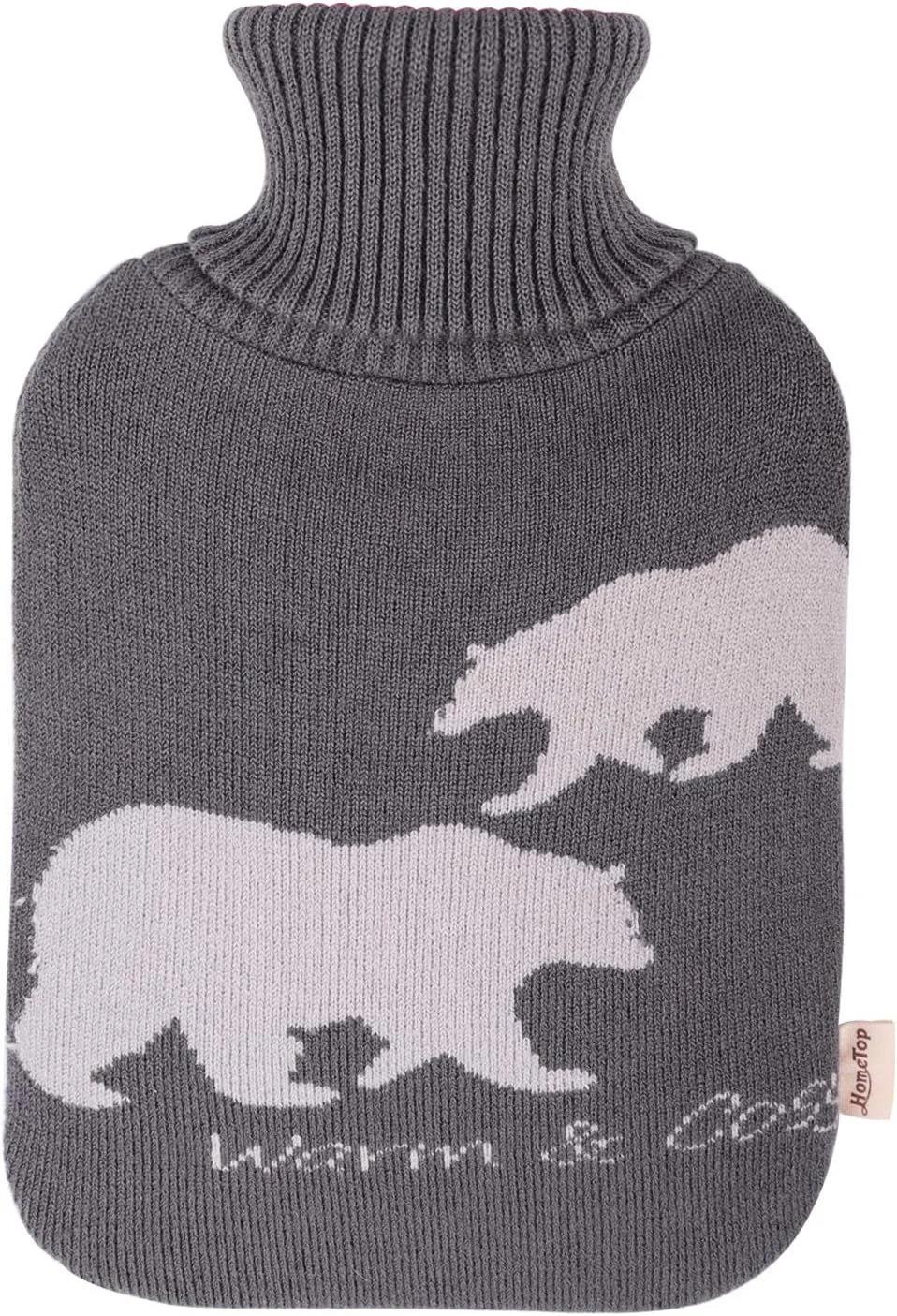 روکش بطری آب گرم 2 لیتری بافت نرم طرح خرس قطبی شیک HomeTop - فقط روکش (2 لیتر، خاکستری)