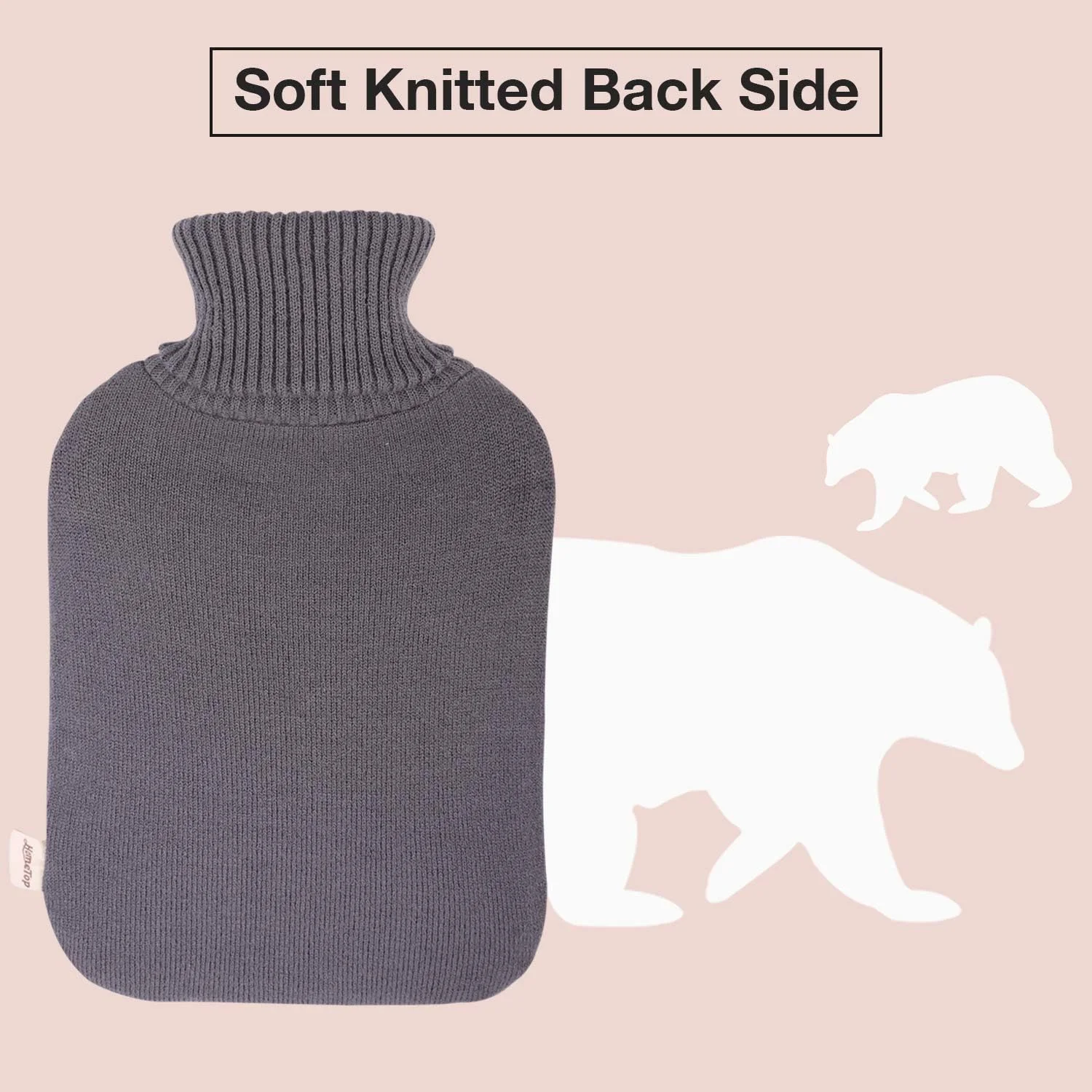 روکش بطری آب گرم 2 لیتری بافت نرم طرح خرس قطبی شیک HomeTop - فقط روکش (2 لیتر، خاکستری)