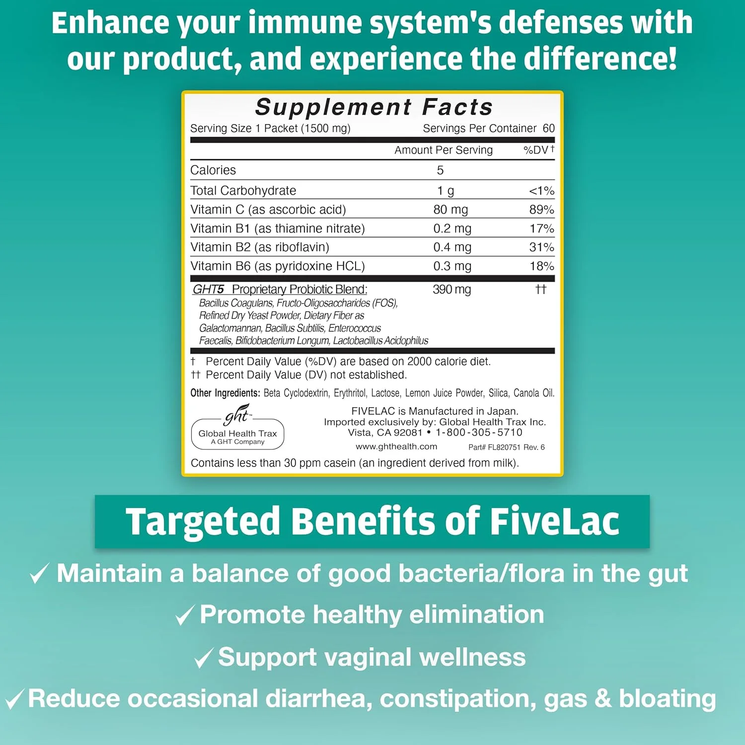 بسته چهارتایی FiveLac گلوبال هلث تراکس به قیمت سه عدد - 3 عدد بخرید، 1 عدد رایگان دریافت کنید