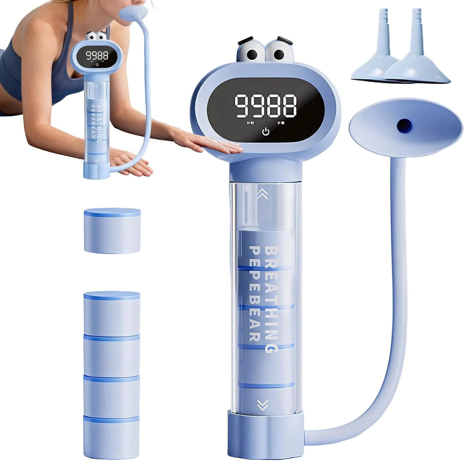 تمرین دهنده تنفسی ریه، تمرین دهنده شکمی تنفسی، دستگاه تمرین تنفس ریه کودکان | برای نوجوانان دختران پسران جوانان خانه فضای باز مدرسه دویدن تناسب اندام ورزش سفر