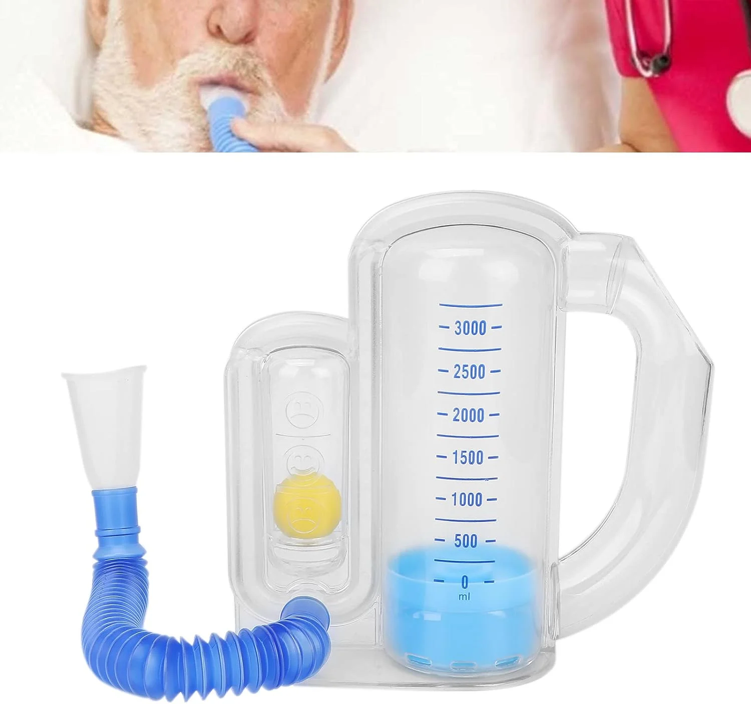 تمرین دهنده تنفسی اسپیرومتری 3000 میلی لیتری، ابزار تمرین تنفس، ابزار تمرین ظرفیت حیاتی تنفسی ریه