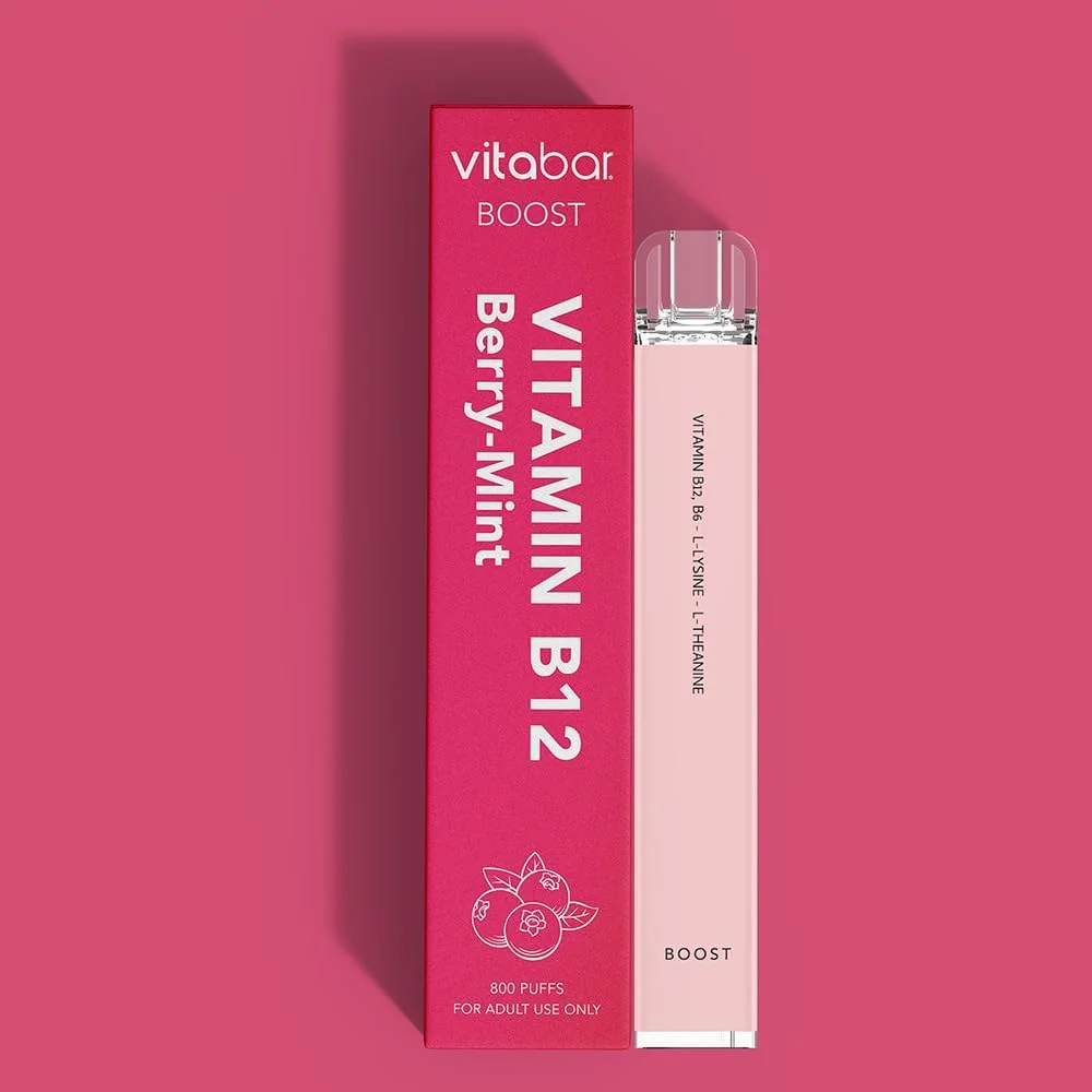 استنشاقی ویتابار، چوب تنفسی طعم دار ویتامین | بدون مواد شیمیایی مضر | کمک به ترک عادت های نامناسب | کاهش اضطراب، پشتیبانی از سبک زندگی سالم (قلم BOOST / B12، نعناع بری)