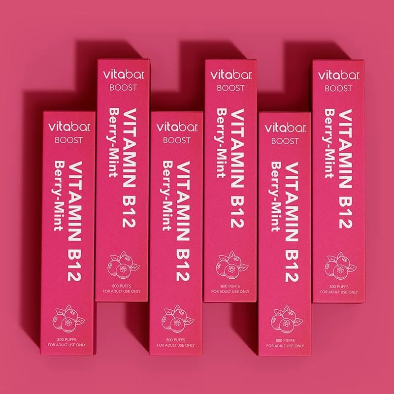 استنشاقی ویتابار، چوب تنفسی طعم دار ویتامین | بدون مواد شیمیایی مضر | کمک به ترک عادت های نامناسب | کاهش اضطراب، پشتیبانی از سبک زندگی سالم (قلم BOOST / B12، نعناع بری)