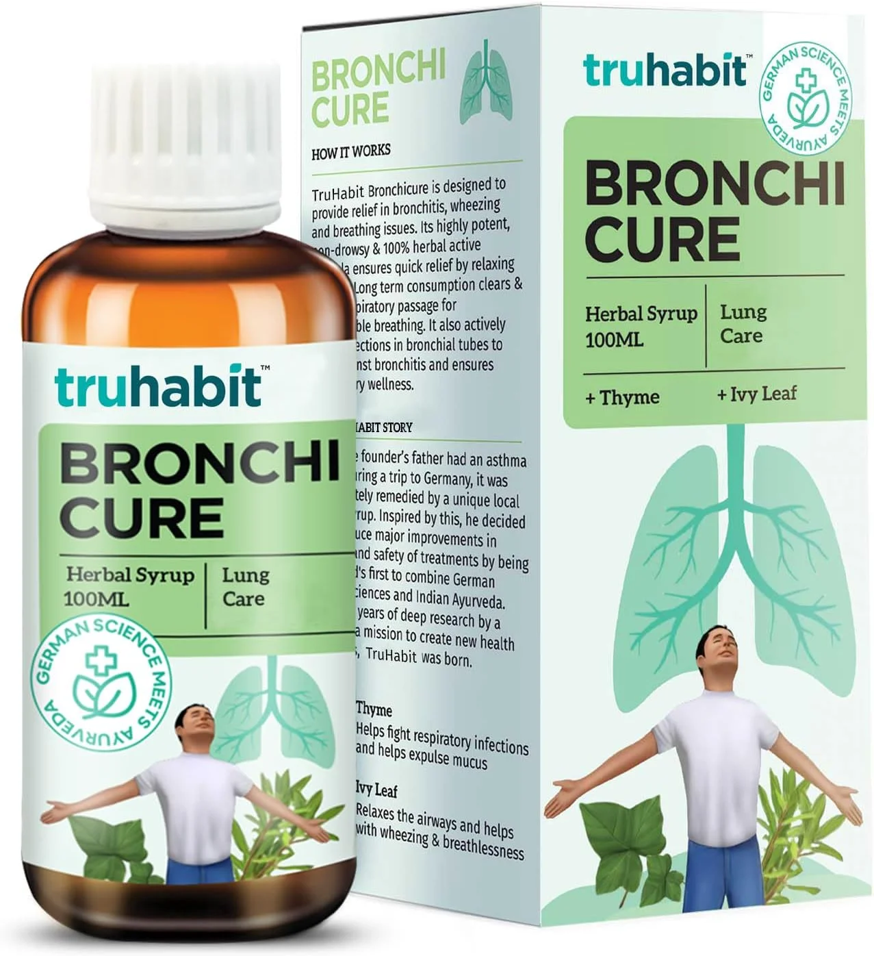 شربت گیاهی برونشی کیور - 100 میلی لیتر | پشتیبانی از تنفس آسان و سلامتی دستگاه تنفسی | فرمول غیر خواب آور با آویشن و برگ عشقه | ترکیبی از علم آیورودا و آلمان | 100 میلی لیتر