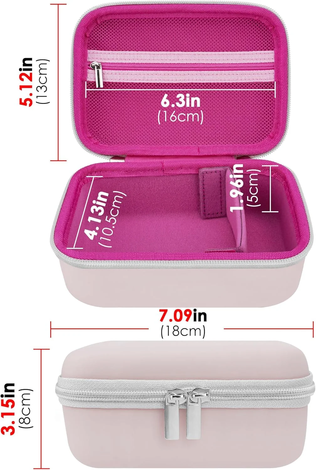 کیف حمل و نگهداری دستگاه استنشاقی آسم، جعبه سازمان دهنده لوازم جانبی مشکلات تنفسی، جعبه قابل حمل ای وی ای برای بزرگسالان و مبتدیان (صورتی روشن، ضد آب/مقاوم در برابر ضربه، فقط کیف)