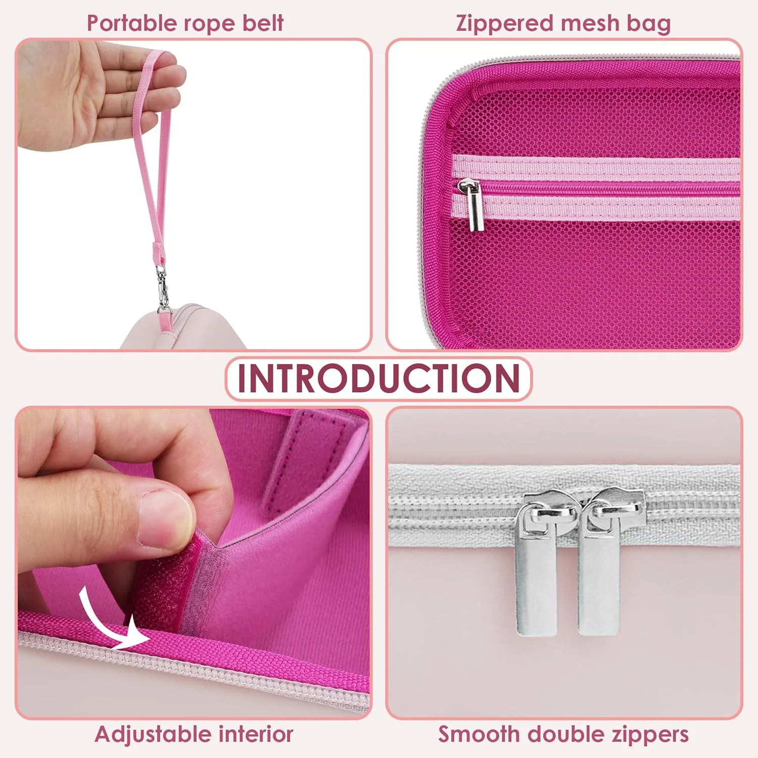 کیف حمل و نگهداری دستگاه استنشاقی آسم، جعبه سازمان دهنده لوازم جانبی مشکلات تنفسی، جعبه قابل حمل ای وی ای برای بزرگسالان و مبتدیان (صورتی روشن، ضد آب/مقاوم در برابر ضربه، فقط کیف)