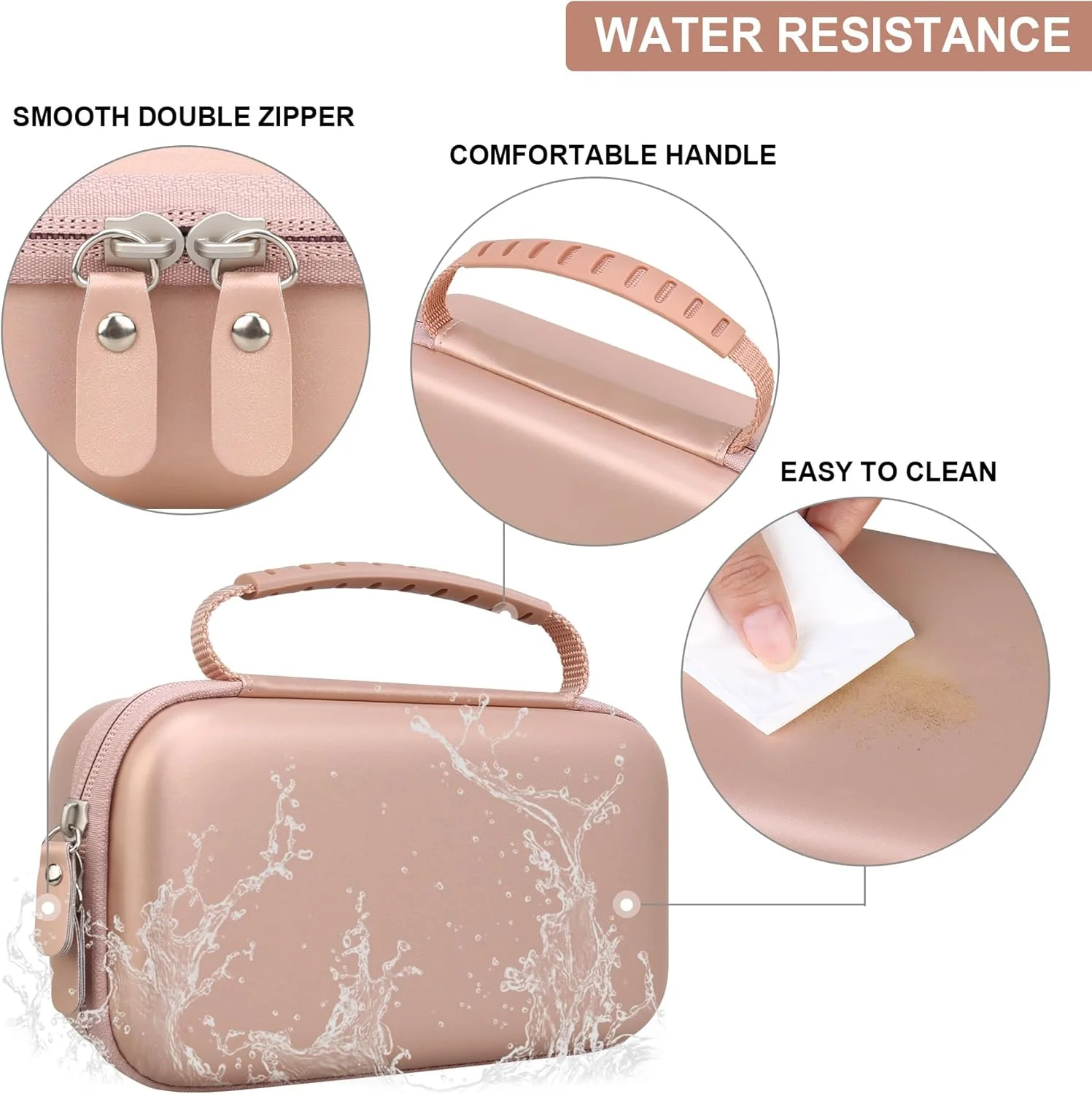 کیف سخت برای اسپری آسم، نگهدارنده دستی برای کودکان و بزرگسالان، ماسک، کیف حمل اسپری آسم با جیب توری مناسب برای دارو و لوازم جانبی، رزگلد