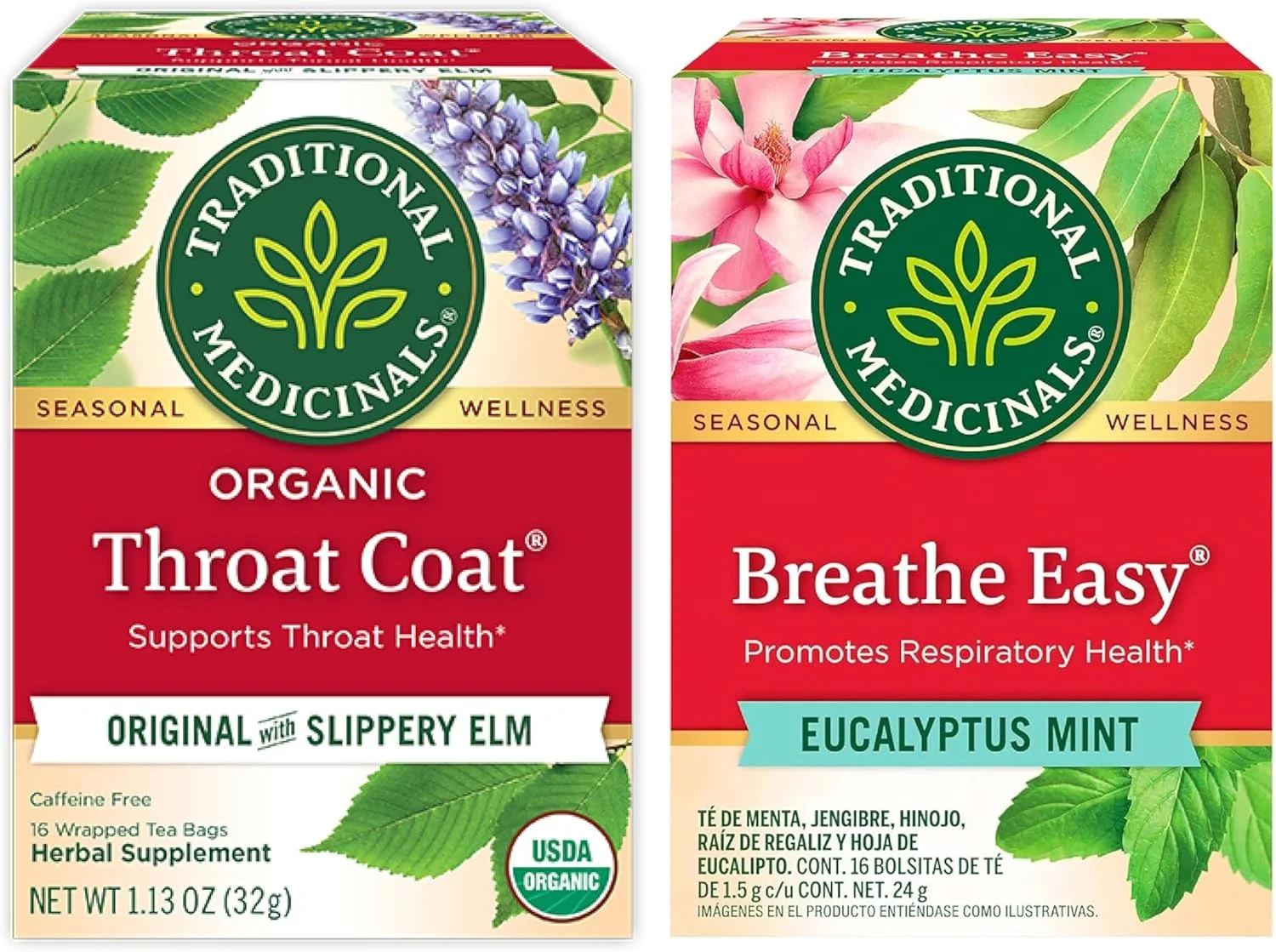 دمنوش تنفسی آسان TM - تقویت سلامت دستگاه تنفسی و عملکرد ریه + دمنوش پوشش گلو TM - تسکین دهنده تحریک گلو و تقویت کننده سلامت صدا