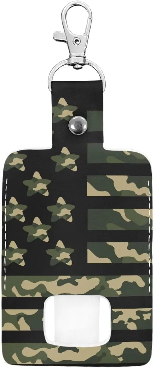 کیف حمل اسپری تنفسی طرح استتار پرچم آمریکا، مناسب بزرگسالان، کیف مسافرتی چرمی ضد آب کوچک و سخت برای حمل آسان