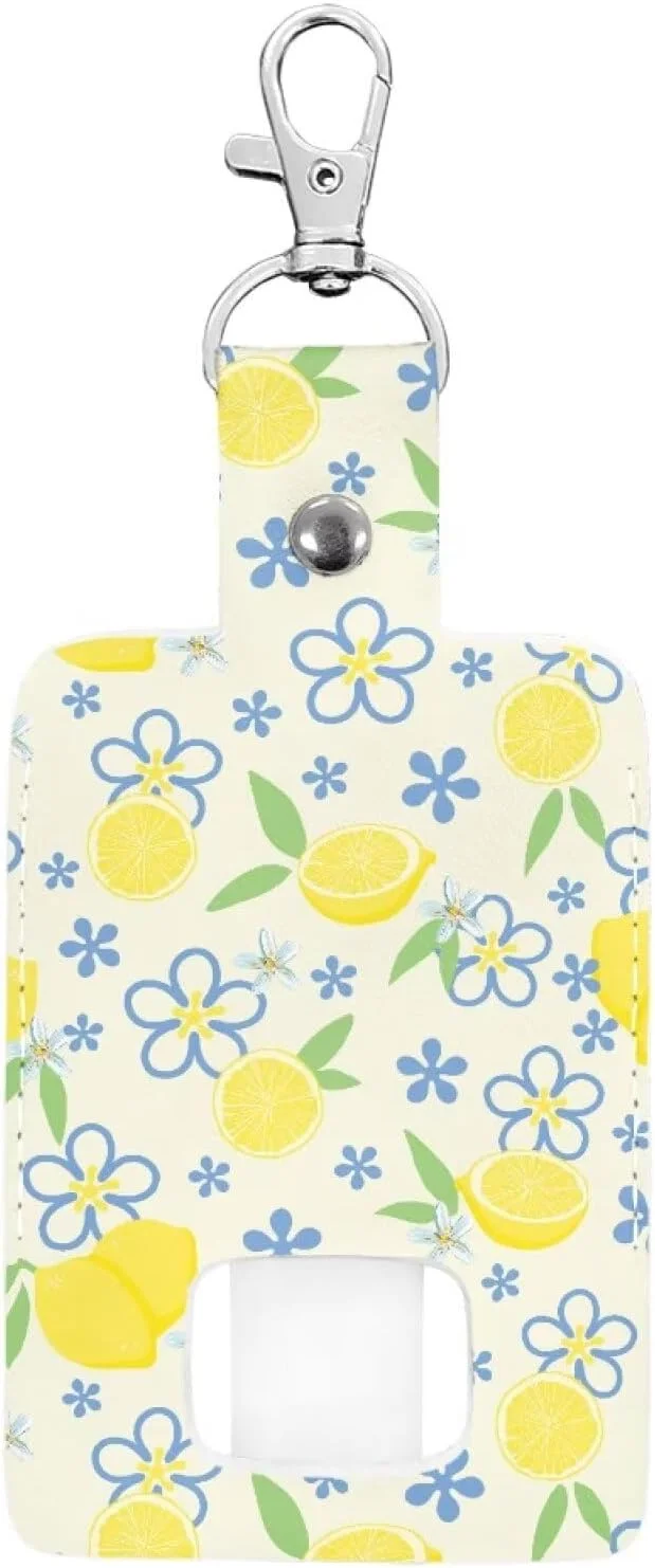 جاکلیدی نگهدارنده اسپری تنفسی کودکانه طرح گل و لیمو، کیف چرمی PU ضد آب و جمع و جور برای اسپری های دستی (اسپری شامل نمی شود)