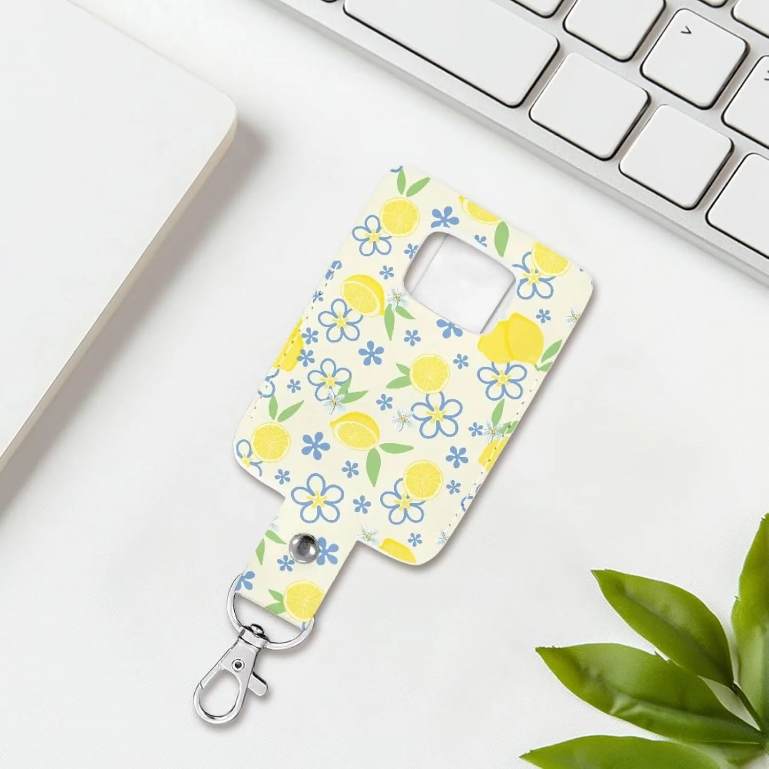 جاکلیدی نگهدارنده اسپری تنفسی کودکانه طرح گل و لیمو، کیف چرمی PU ضد آب و جمع و جور برای اسپری های دستی (اسپری شامل نمی شود)