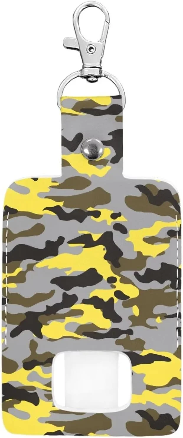 جاکلیدی نگهدارنده استنشاقی طرح استتار زرد Rnyleeg برای بزرگسالان، کیف چرمی PU ضدآب برای کودکان (بدون اسپری)