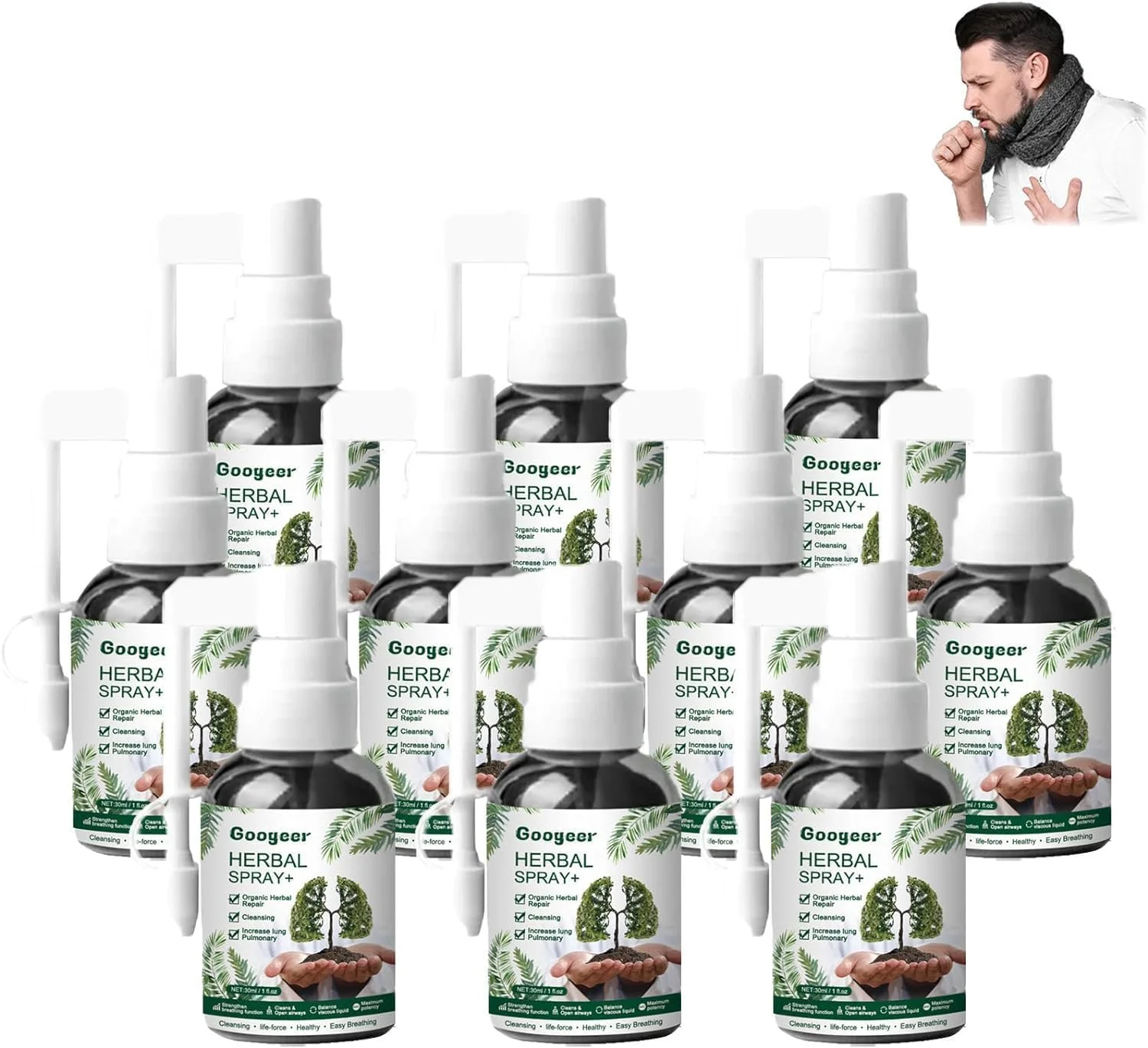 اسپری گیاهی ، اسپری ریه گیاهی ، مه پاک کننده ریه گیاهی ، پشتیبانی قدرتمند ریه (10 عدد)