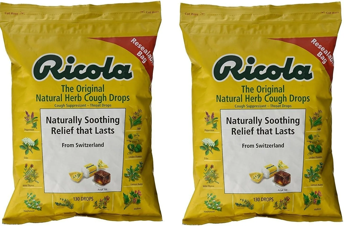 آبنبات گیاهی تسکین دهنده سرفه ریکولا اورجینال، 2 بسته 130 عددی