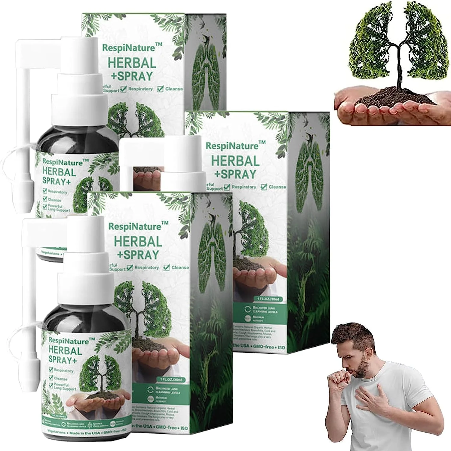 اسپری پاک کننده ریه گیاهی RespiNature - پشتیبانی قدرتمند از ریه (3 عدد)
