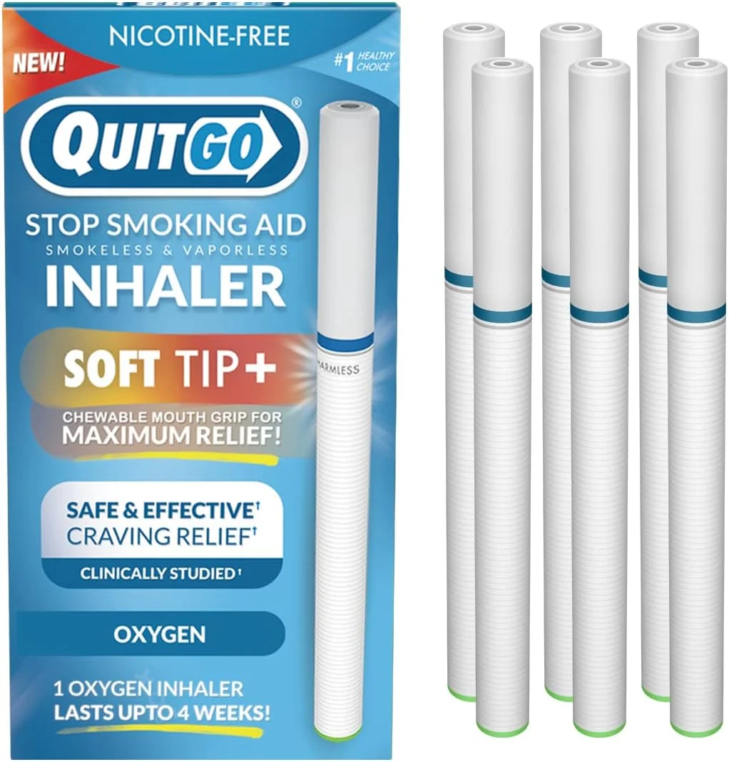 استنشاقی اکسیژن + فیلتر نرم نوک جویدنی برای کمک و پشتیبانی غیر اعتیاد آور و تسکین تثبیت دهانی (بسته 6 عددی، اکسیژن)