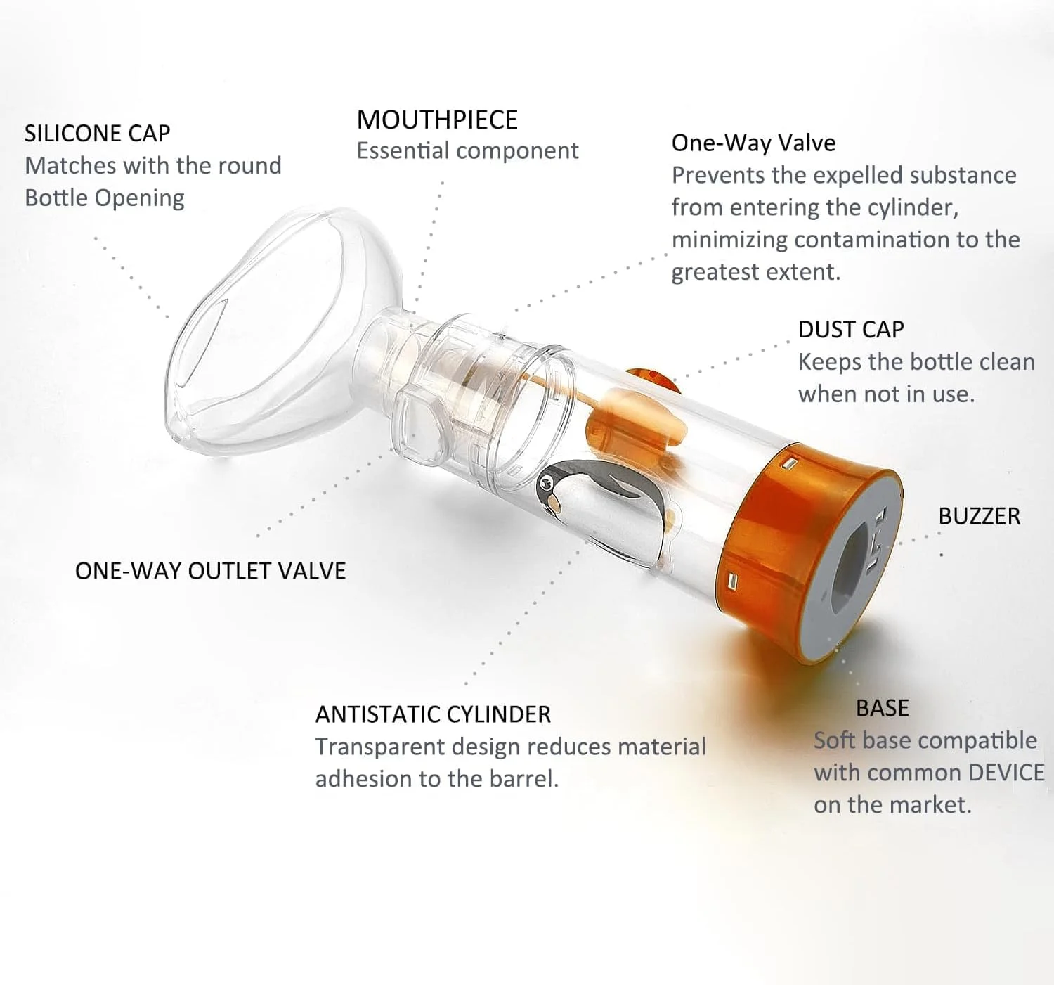 محفظه تنفسی طبیعی، بطری تنفس فضای تنفسی، بطری پنگوئن برای استنشاق