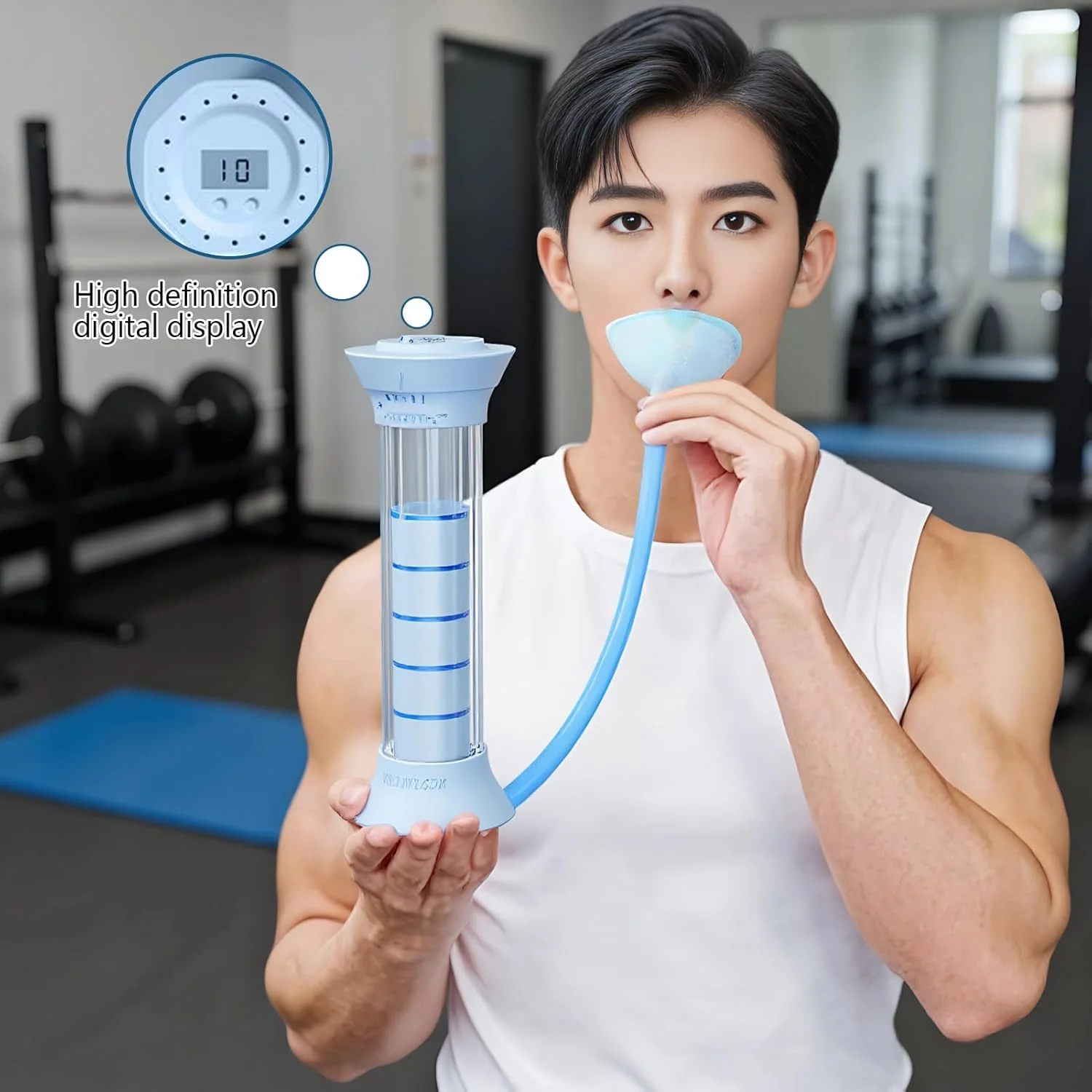 دمبل تنفسی قابل حمل، تمرین دهنده ریه با صفحه نمایش دیجیتال | تجهیزات تمرینی برای آواز خواندن، رقص، غواصی در فضای باز، شنا و فعالیت های خانگی